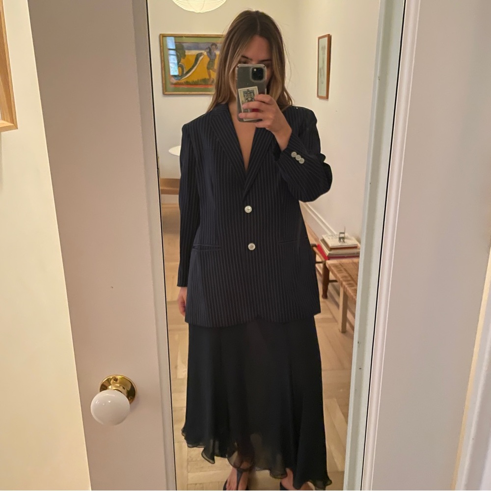 Lauren navy pinstripe blazer